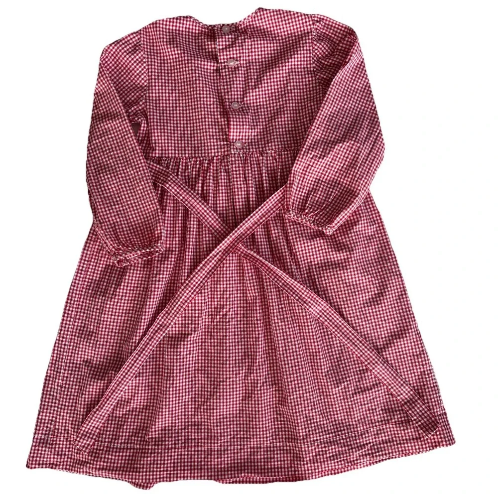 Fantaisie Kids Smocked Embroidered Train Dress Girls 4 Red White Gingham Holiday